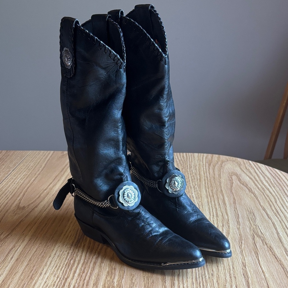 Dingo Black Leather Western Boots